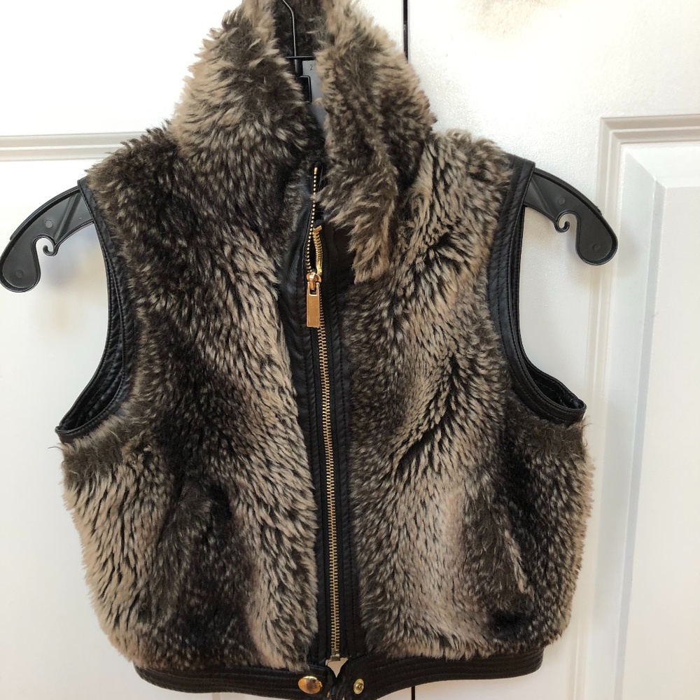 Kids faux fur and leather vest